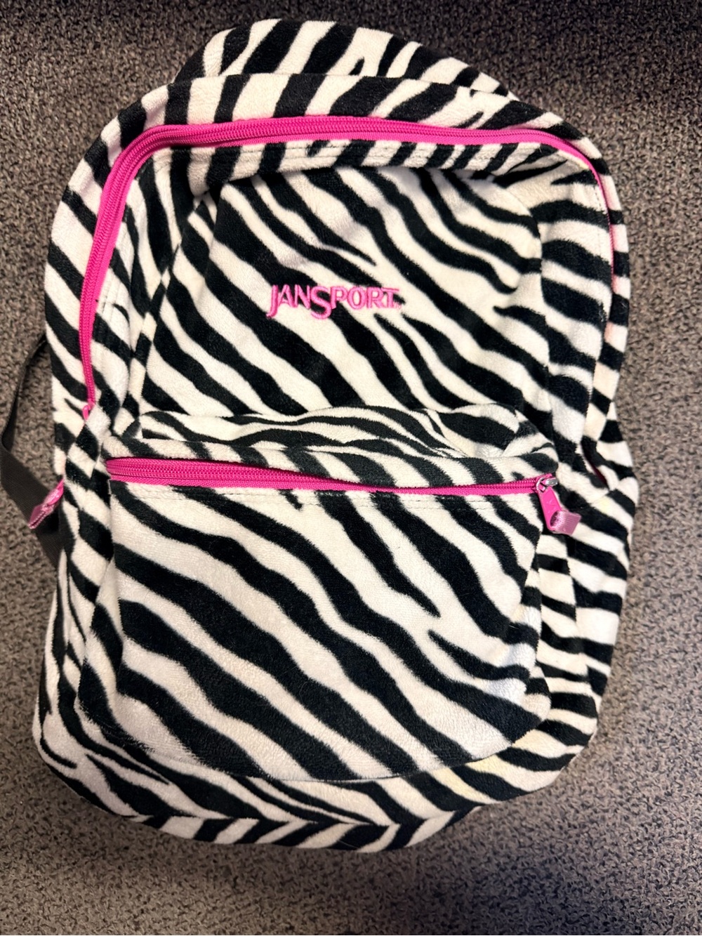 Jansport Zebra-Print Backpack with Hot Pink Trim